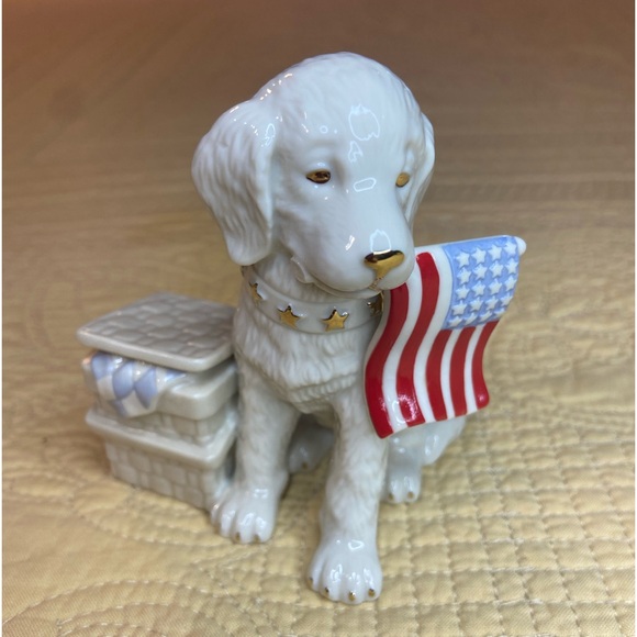 レノックスパトリオティック・パピーフィギュリン犬の置物 アメリカ